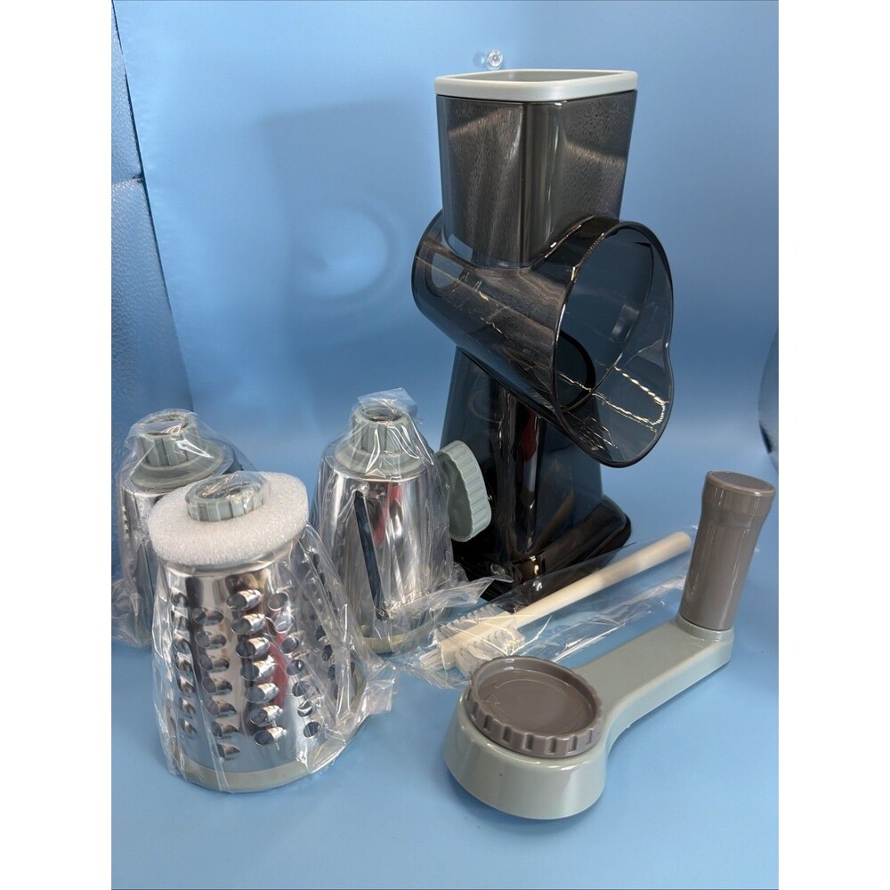 Rotary Cheese Grater Shredder 5-in-1 Tumbling Box Mandoline Hand Crank BRAND NEW